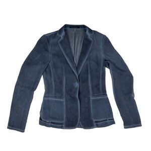 Elie Tahari Totally Sheer Denim Blue Blazer Women's Size XS One Button